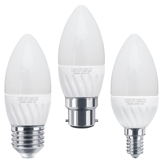 3.5w Frosted Cover LED Candle Warm White 3000K 2Pack or 4Pack or 10Pack - Energy Light Bulbs - Free delivery on all orders