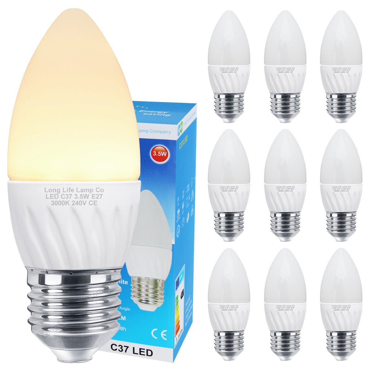 3.5w Frosted Cover LED Candle Warm White 3000K 2Pack or 4Pack or 10Pack - Energy Light Bulbs - Free delivery on all orders