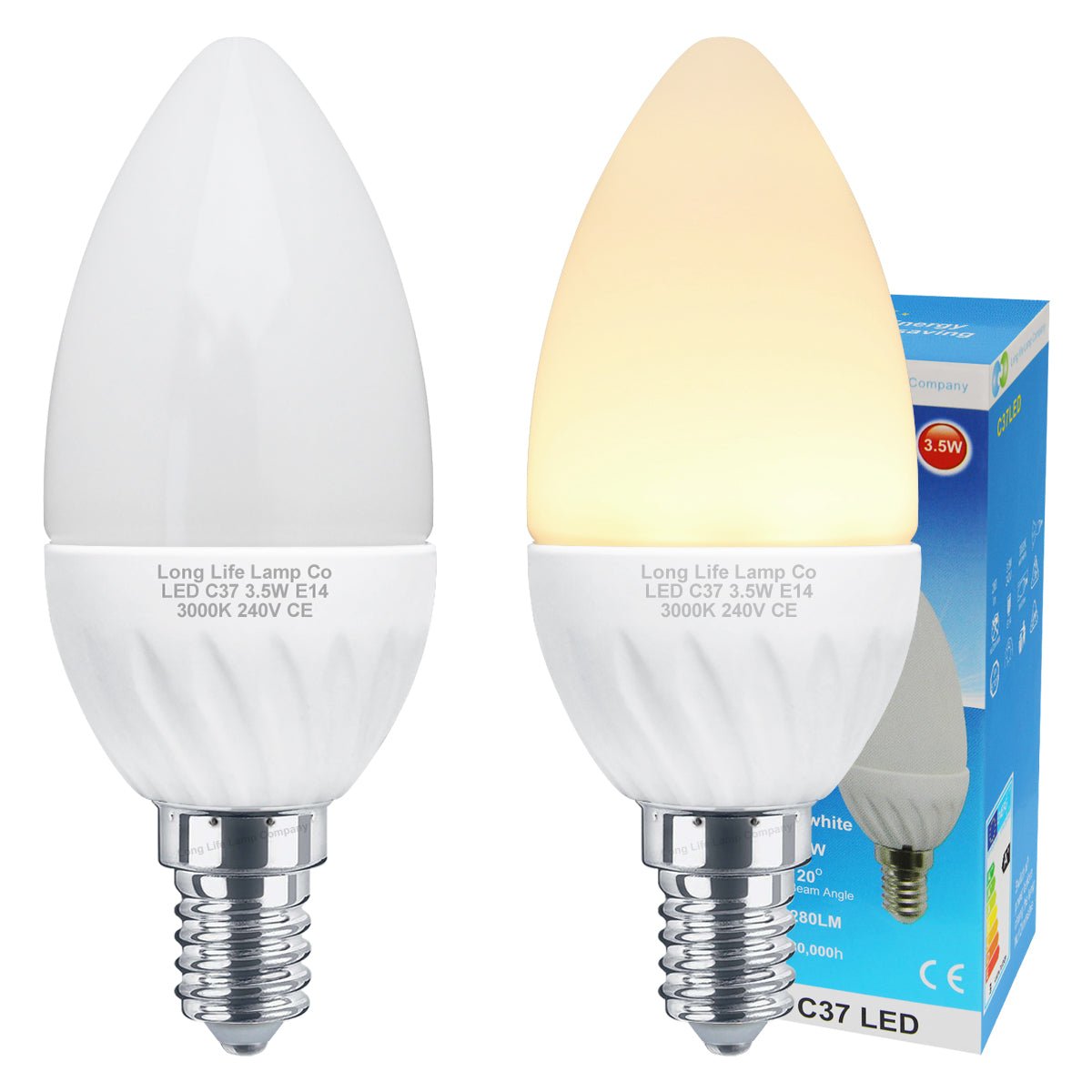 3.5w Frosted Cover LED Candle Warm White 3000K 2Pack or 4Pack or 10Pack - Energy Light Bulbs - Free delivery on all orders