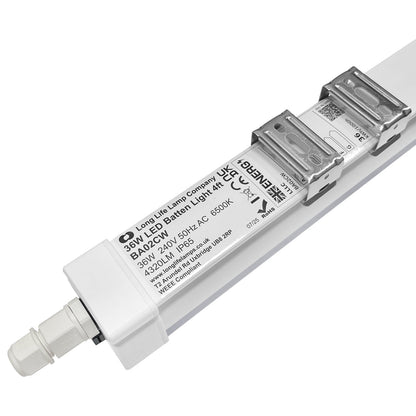36W LED Batten Light 4ft Fitting Ceiling Mount Linear Lighting IP65 6500K - Energy Light Bulbs - Free delivery on all orders