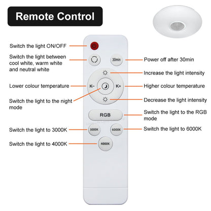 36w Round LED Ceiling Light Dimmable RGB Smart WiFi Mood Lamp App and Remote Control WF02 - Energy Light Bulbs - Free delivery on all orders