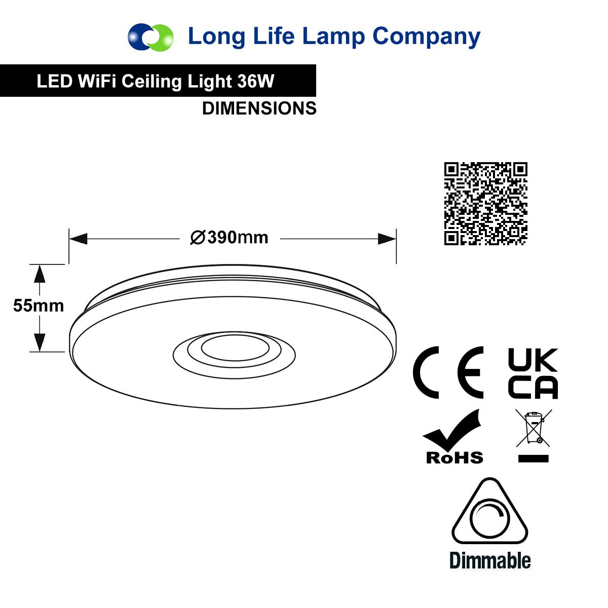 36w Round LED Ceiling Light Dimmable RGB Smart WiFi Mood Lamp App and Remote Control WF02 - Energy Light Bulbs - Free delivery on all orders