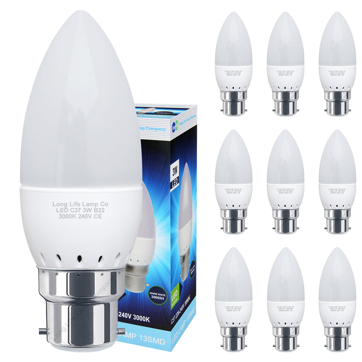 3w Frosted Cover LED Candle Warm White 3000K 2Pack Or 4Pack Or 8Pack Or 10Pack