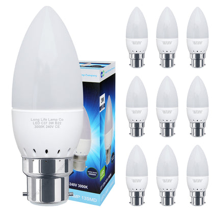 3w Frosted Cover LED Candle Warm White 3000K 2Pack Or 4Pack Or 8Pack Or 10Pack