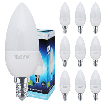3w Frosted Cover LED Candle Warm White 3000K 2Pack Or 4Pack Or 8Pack Or 10Pack