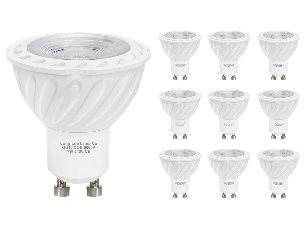 10 Pack 7w COB LED GU10 Replacement 65w Halogen Cool White