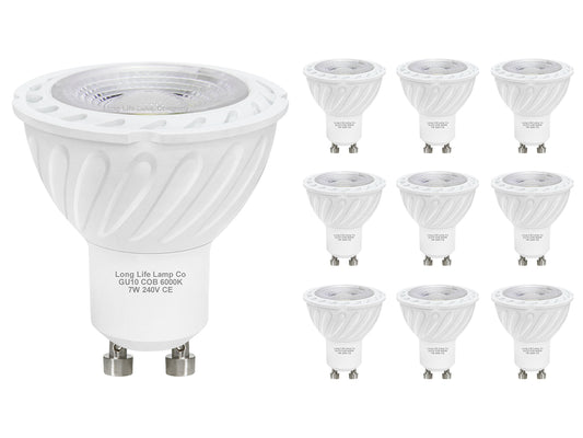 10 Pack 7w COB LED GU10 Replacement 65w Halogen Cool White