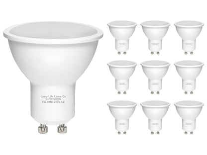 10 Pack 6w SMD LED Light Bulb GU10 50w Brightness Cool White