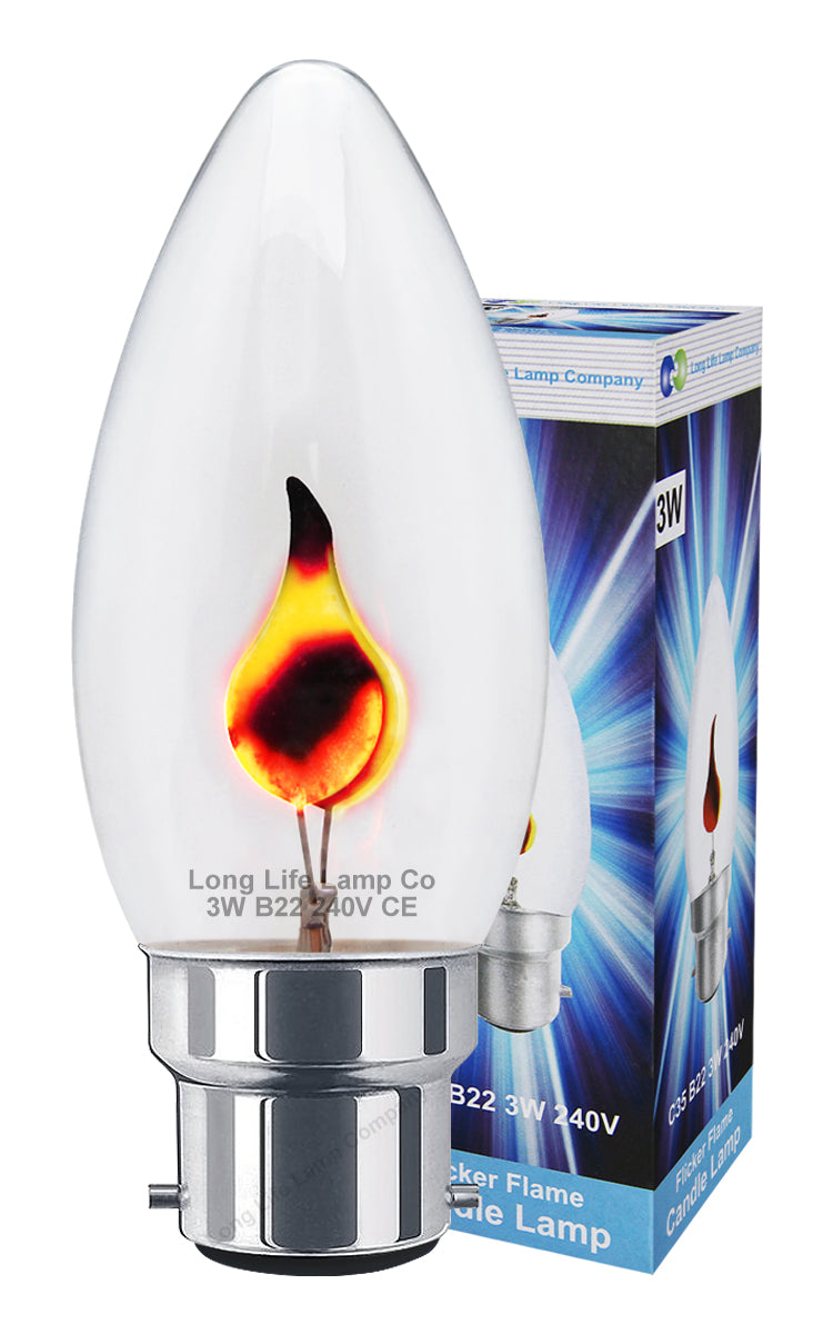 3w Flicker Flame Candle Light Bulb B22 Bayonet