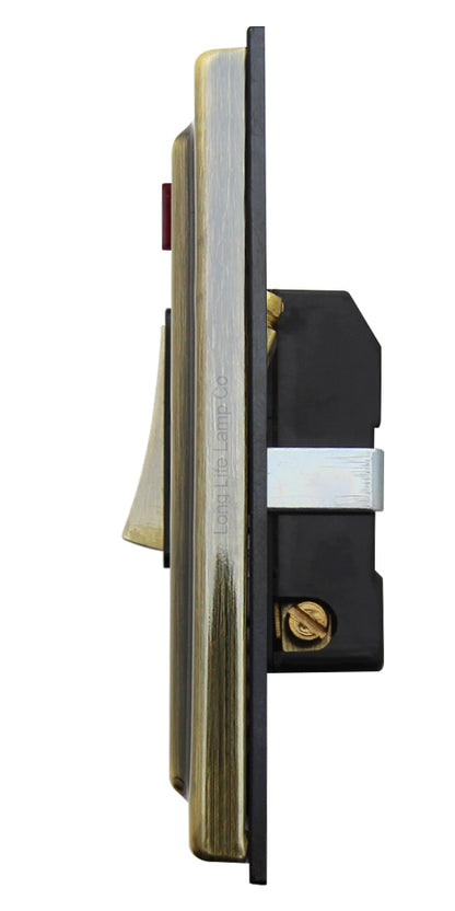 Brush Antique Brass 13amp Switched Fused Spur Connection Unit Neon Indicator