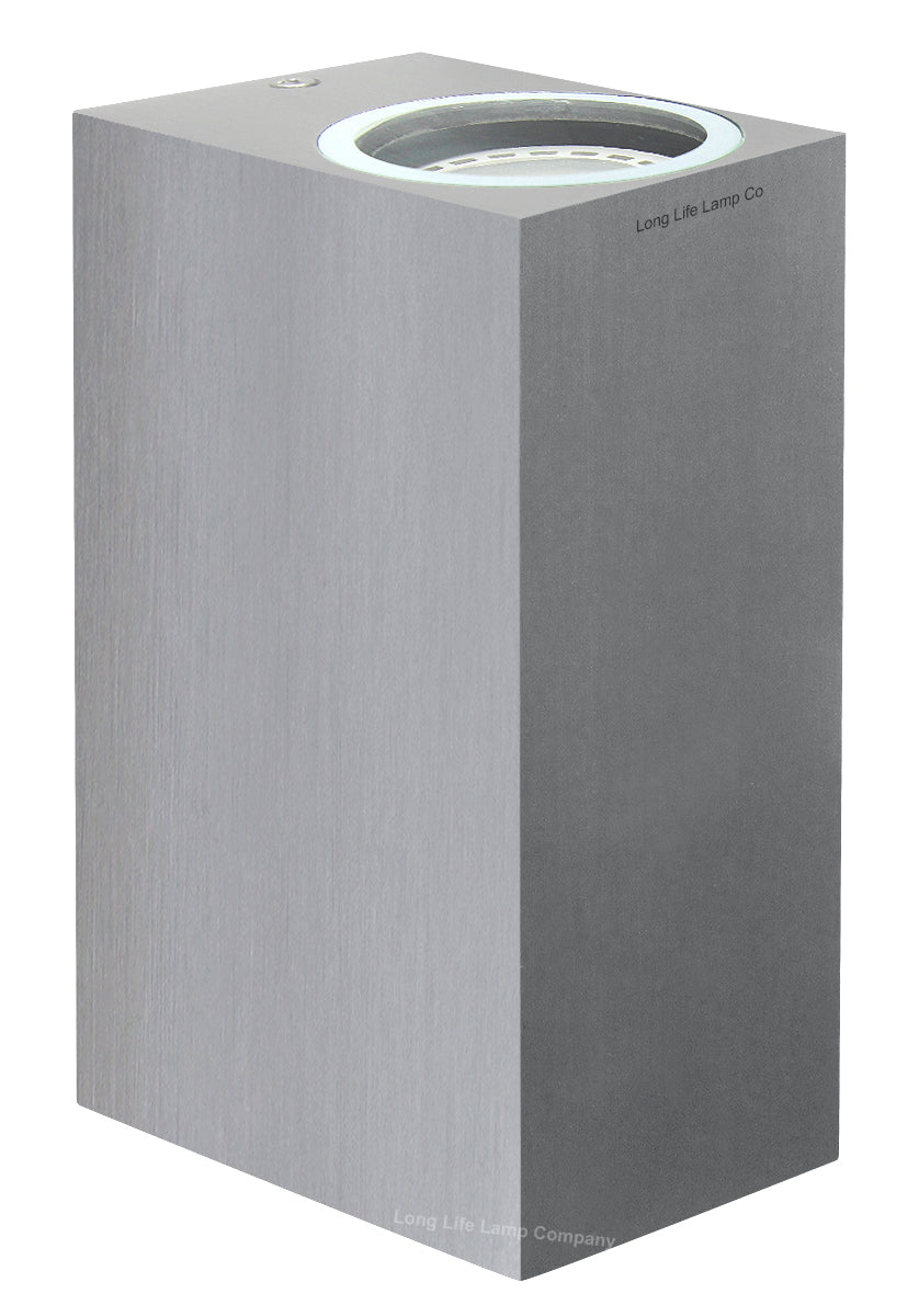 Modern Rectangular Up Down Aluminium Finish Outdoor Wall Light Fixture GU10 ZLC063AB