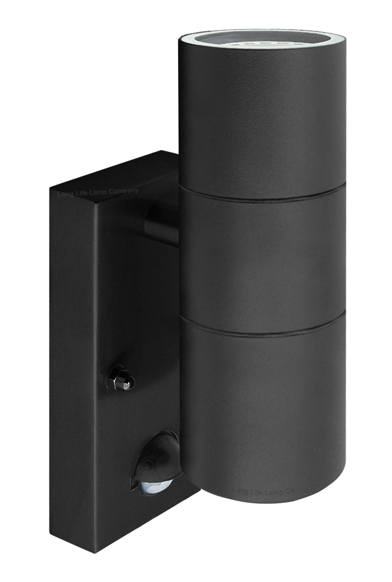 Black 8W, 10W, 12W LED GU10 PIR Movement Sensors Up and Down Wall Light
