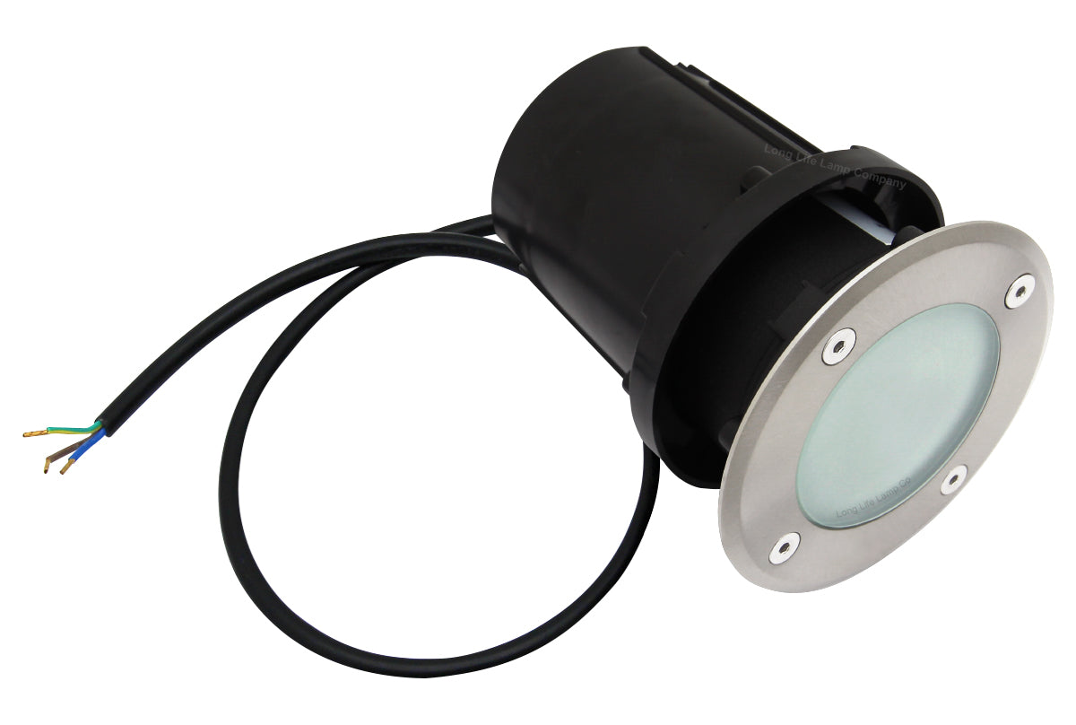 10w Outdoor Ground Walkover Light Round Cool White Brushed Chrome GL01CW