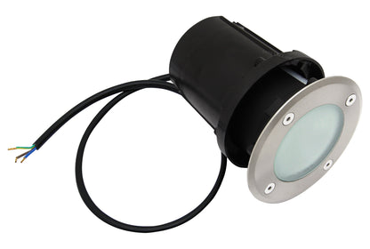 10w Outdoor Ground Walkover Light Round Cool White Brushed Chrome GL01CW