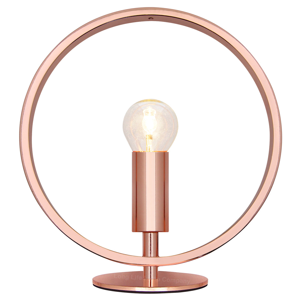 Modern Retro Polished Copper Table Lamp Ring Hoop Desk Lamp and Bedside Light 