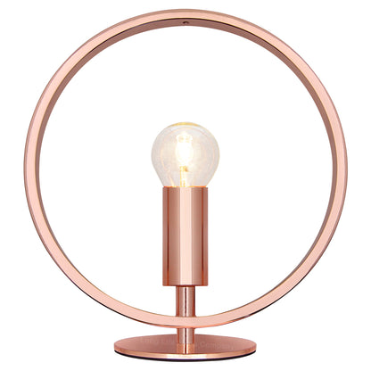 Modern Retro Polished Copper Table Lamp Ring Hoop Desk Lamp and Bedside Light 