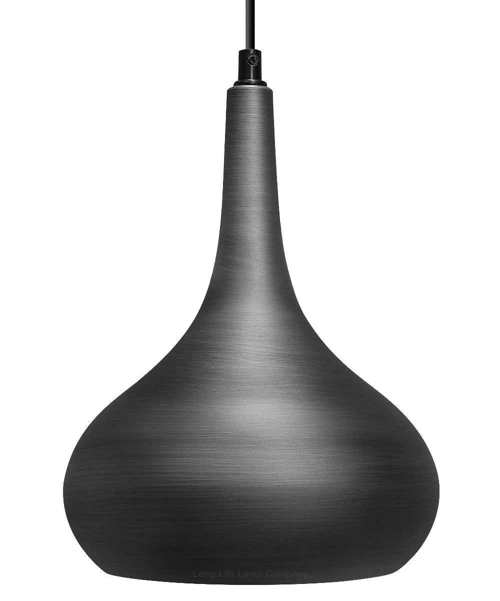 Grey Droplet Pendant Light E27 60W Pewter Metal Shade - Free delivery on all orders