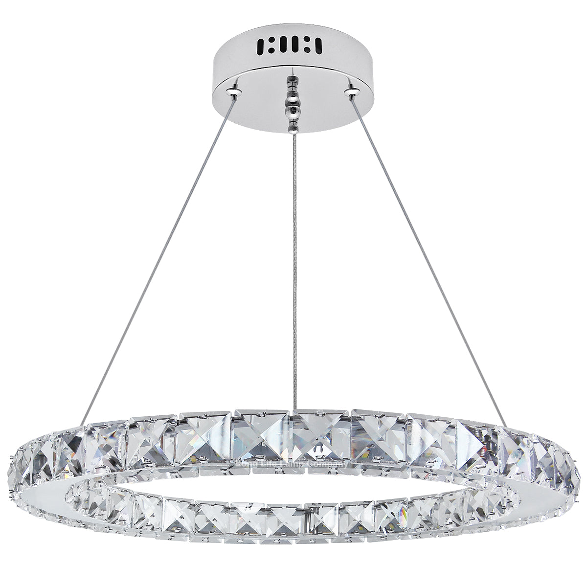 24W LED Ring Pendant Light Cool White 6000K Chrome