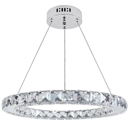 24W LED Ring Pendant Light Cool White 6000K Chrome