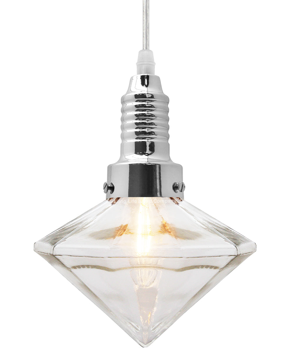 Retro Glass Diamond Shape Chrome Ceiling Pendant Light M0184