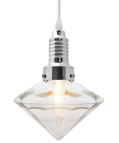 Retro Glass Diamond Shape Chrome Ceiling Pendant Light M0184