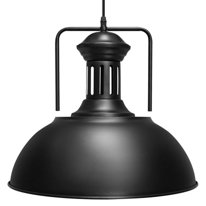 Industrial Old Factory Barn Pendant Light Large Dome Shade Black Metal M0151