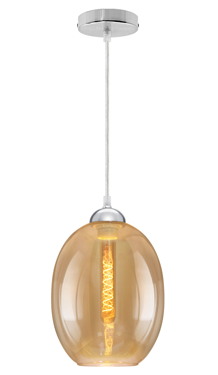 Modern Vintage Oval Glass Ceiling Pendant Light M0196 - Free delivery on all orders