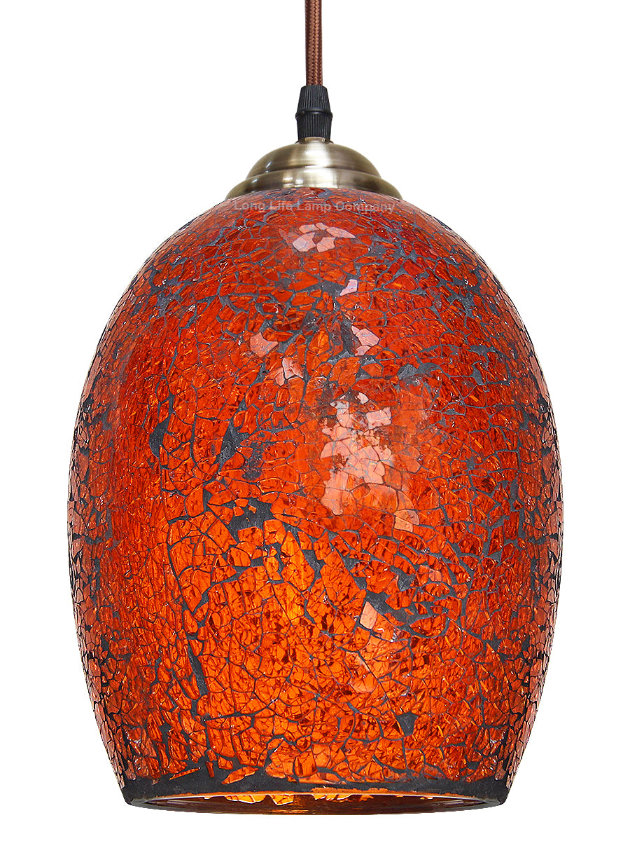 Vintage Ceiling Crackle Amber Mosaic Glass Pendant Light M0209