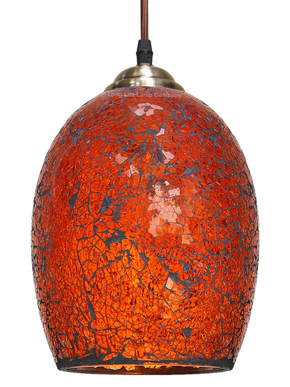 Vintage Ceiling Crackle Amber Mosaic Glass Pendant Light M0209
