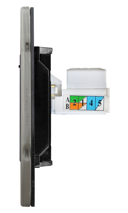 Cat5 Ethernet Wall Plate RJ45 1 Gang Brushed Chrome Data Socket
