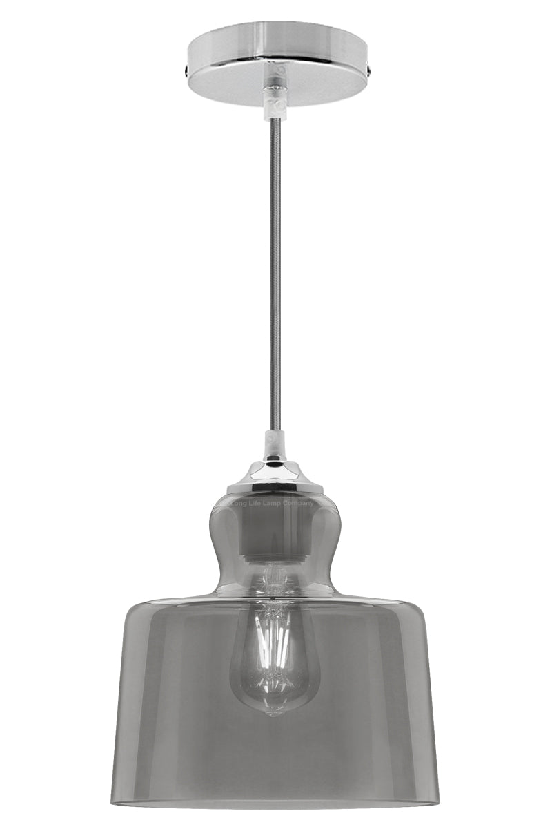 Modern Vintage Grey Smoked Glass Pendant Lamp - Free delivery on all orders