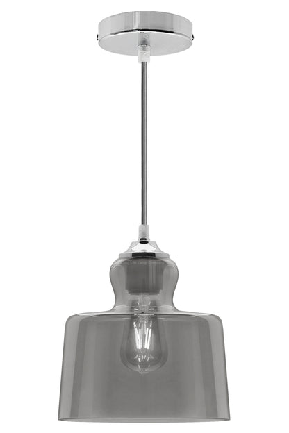 Modern Vintage Grey Smoked Glass Pendant Lamp - Free delivery on all orders