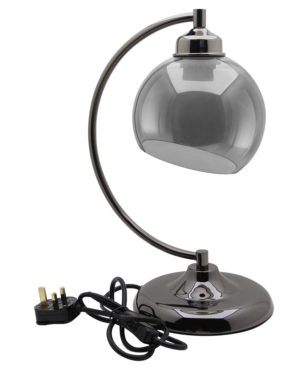 Modern Smoked Glass Globe Table Lamp - Free delivery on all orders