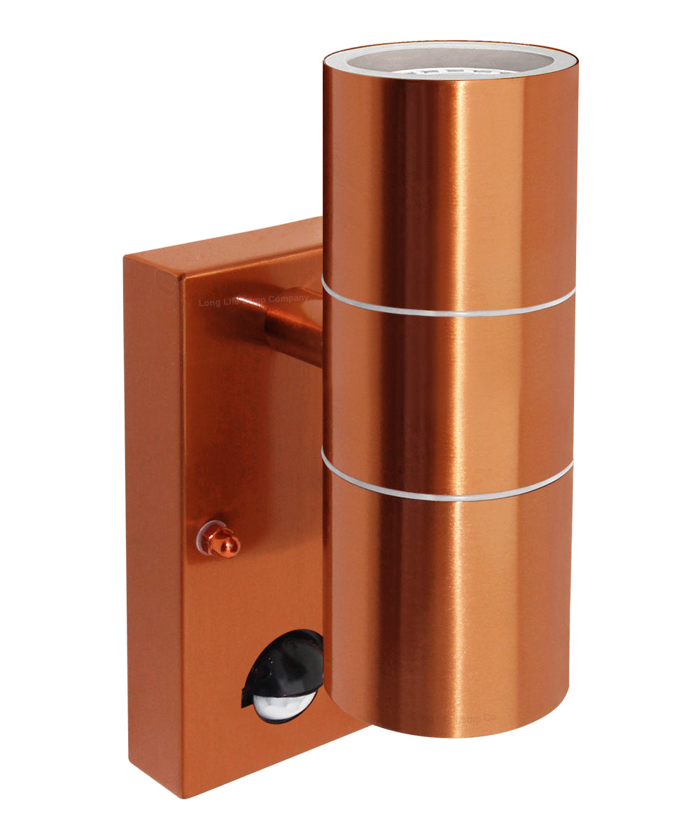 PIR Copper Outdoor Wall Light GU10 2x35W IP44 Motion Sensor - Free delivery on all orders