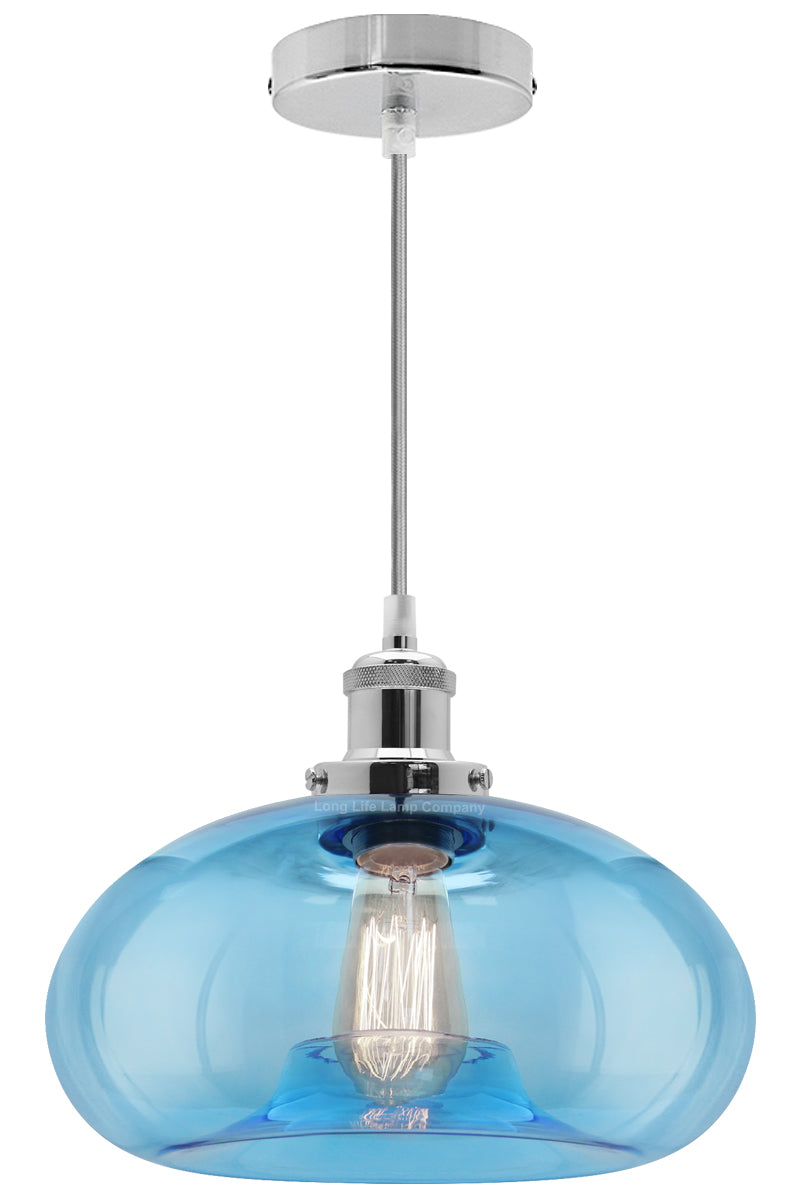 Modern Vintage Blue Glass Dome Ceiling Pendant Lamp M0237