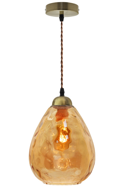 Modern Vintage Smoked Teardrop Gold Glass Ceiling Pendant Lamp M0239