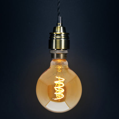 Retro Vintage Globe LED 4w Spiral Filament Bulb Smoked Gold Glass G95 Teardrop B22