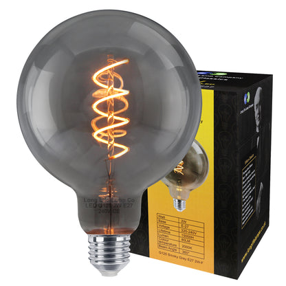 2w Vintage LED G125 Bulb E27 Spiral Filament Smoke Grey - Free delivery on all orders