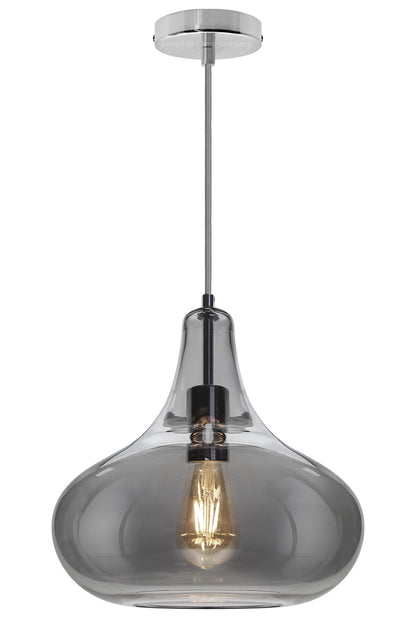 Modern Ceiling Glass Pendant Light Smoked Grey Tear Drop Dome Lamp Shade M0240 - Free delivery on all orders