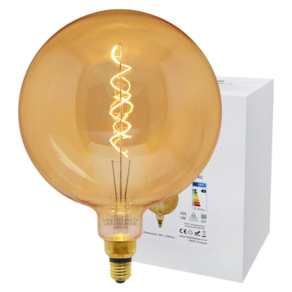 4w Industrial Vintage LED Globe E27 Amber Smoked Glass