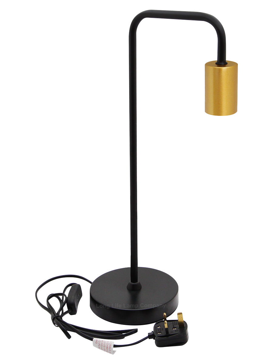 Retro Black Pipe Table Lamp Golden Holder - Free delivery on all orders