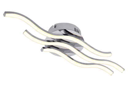 Modern LED Ceiling Chrome 3 Strip Light Warm White 20W Semi Flush