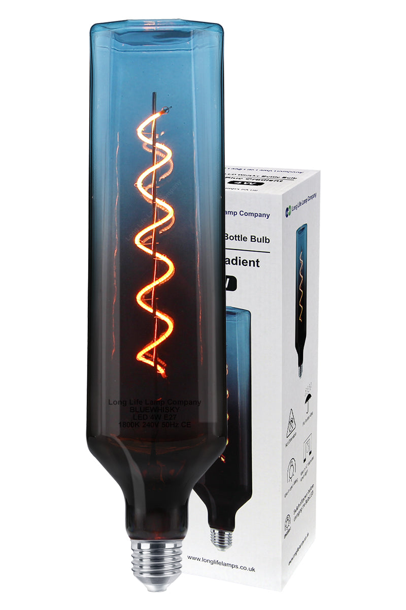 4W LED Decorative Light Bulb Whisky Bottle Blue Gradient Glass E27 Spiral Filament BLUEWHISKY