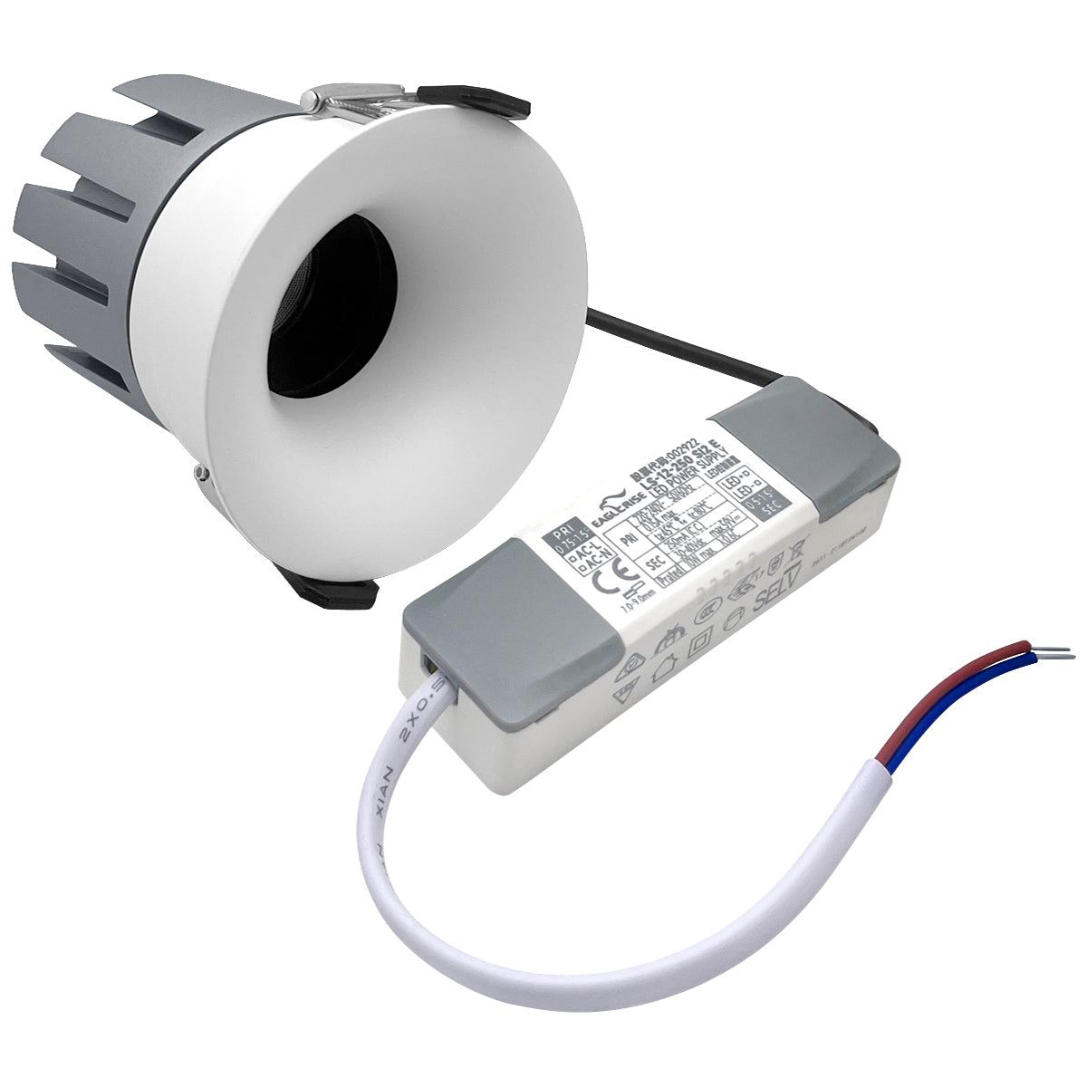 Modern round recessed ceiling spotlight with 10W integrated LED and warm white light output