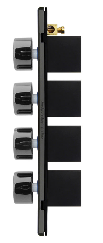 LED Dimmer Switch Black Nickel 400w 4 Gang 100w x 4 Screwless Plate Finish N358GME
