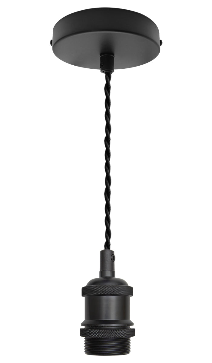 Industrial Vintage Ceiling Pendant Lamp Holder Matte Black E27 Fitting H3065