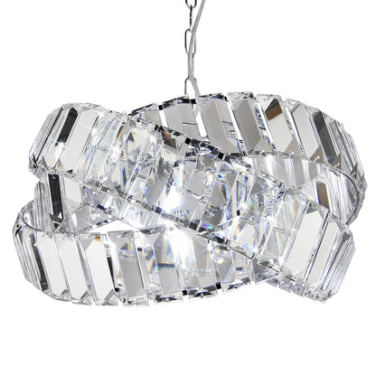 Modern Ceiling Crystal Chandelier Pendant Light Chrome Fixture Glass 3 Rings H3064
