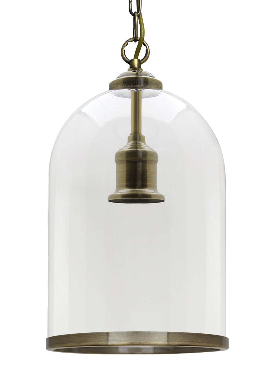 Antique Brass Vintage Ceiling Pendant Light Glass Lamp shade Bell Chain Lantern H3054
