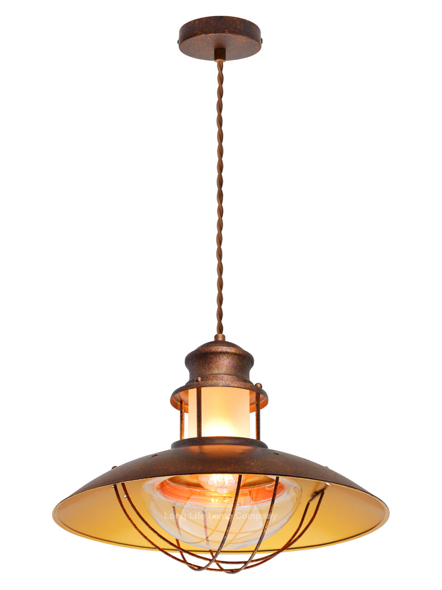 Industrial Ceiling Rustic Pendant Light Caged Lamp Shade Nautical Lantern