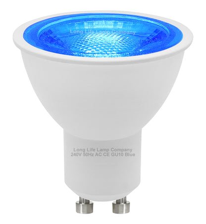 2 Pack LED GU10 Blue Light Bulb 5w with Blue Lens Diffuser